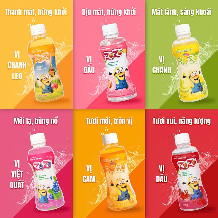 Nước uống bù điện giải ZOZO, giàu ion điện giải cần thiết cho cơ thể như Na+, K+, Ca++, Cl- giúp bổ sung nước, điện giải khi mệt mỏi, mất nước do tăng thân nhiệt